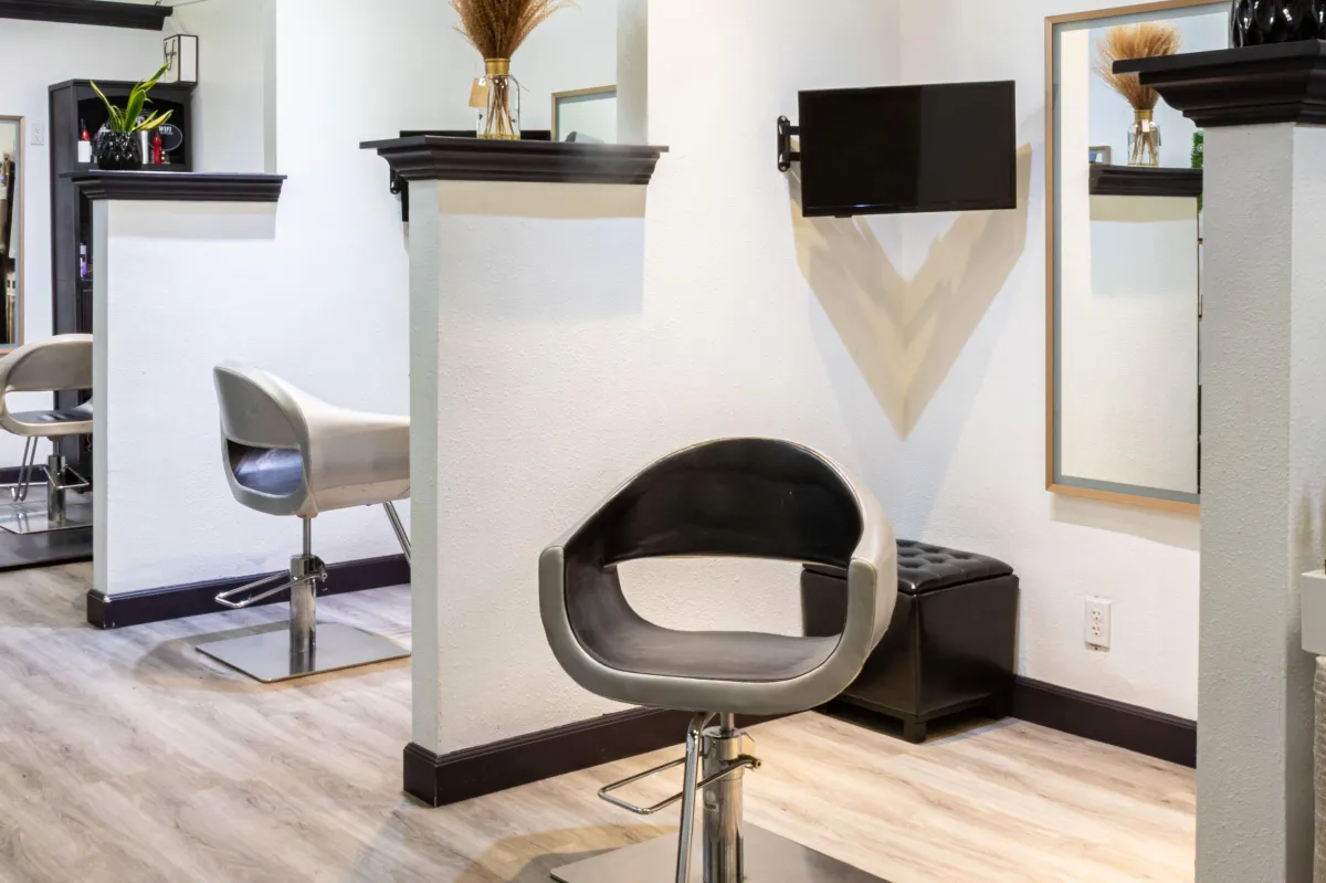 Booth detail — mirror and LED lighting